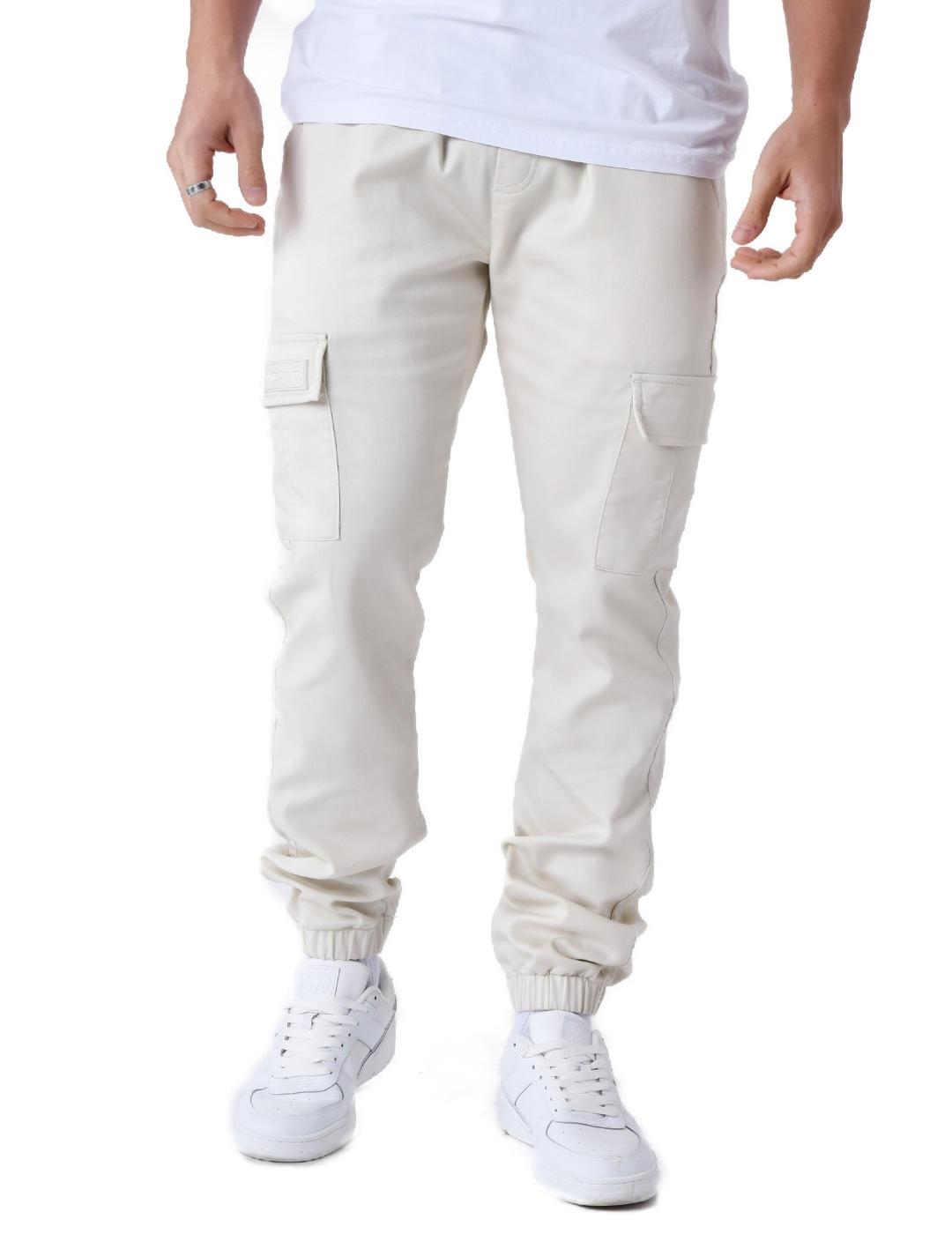 Pantalón Project X Paris cargo crema slim puño para hombre