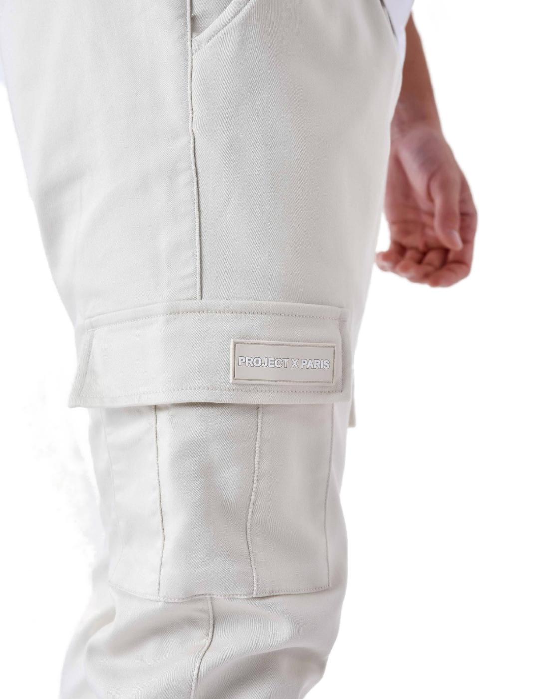 Pantalón Project X Paris cargo crema slim puño para hombre