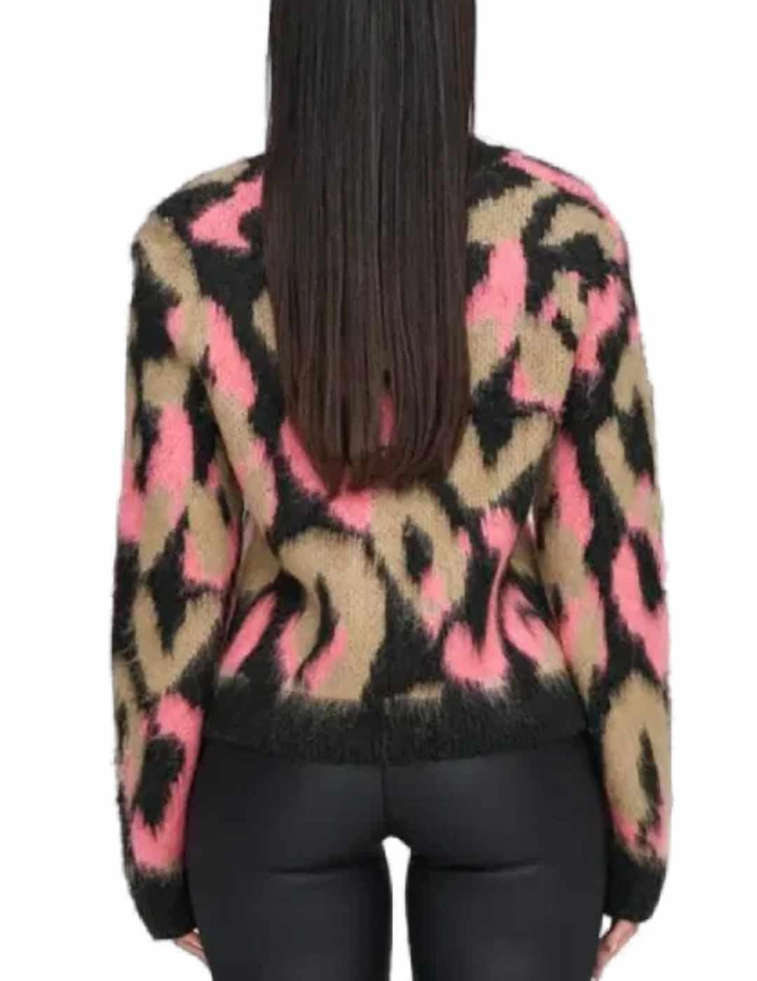 Jersey Only Wild leopardo rosa y negro de punto para mujer