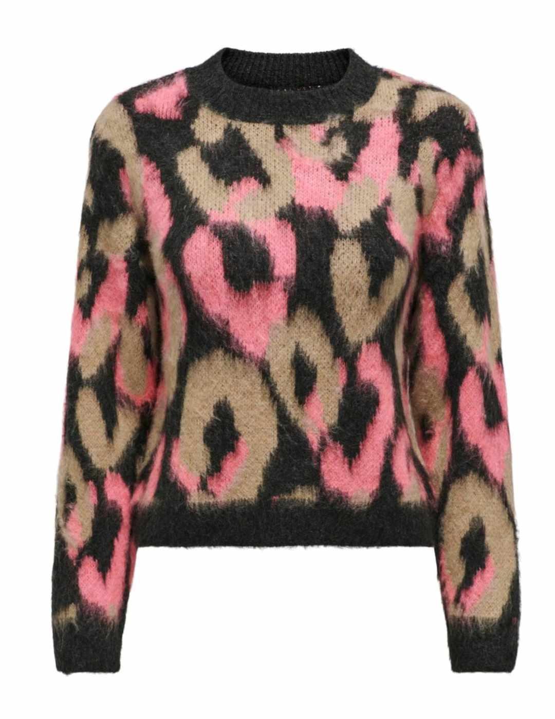 Jersey Only Wild leopardo rosa y negro de punto para mujer