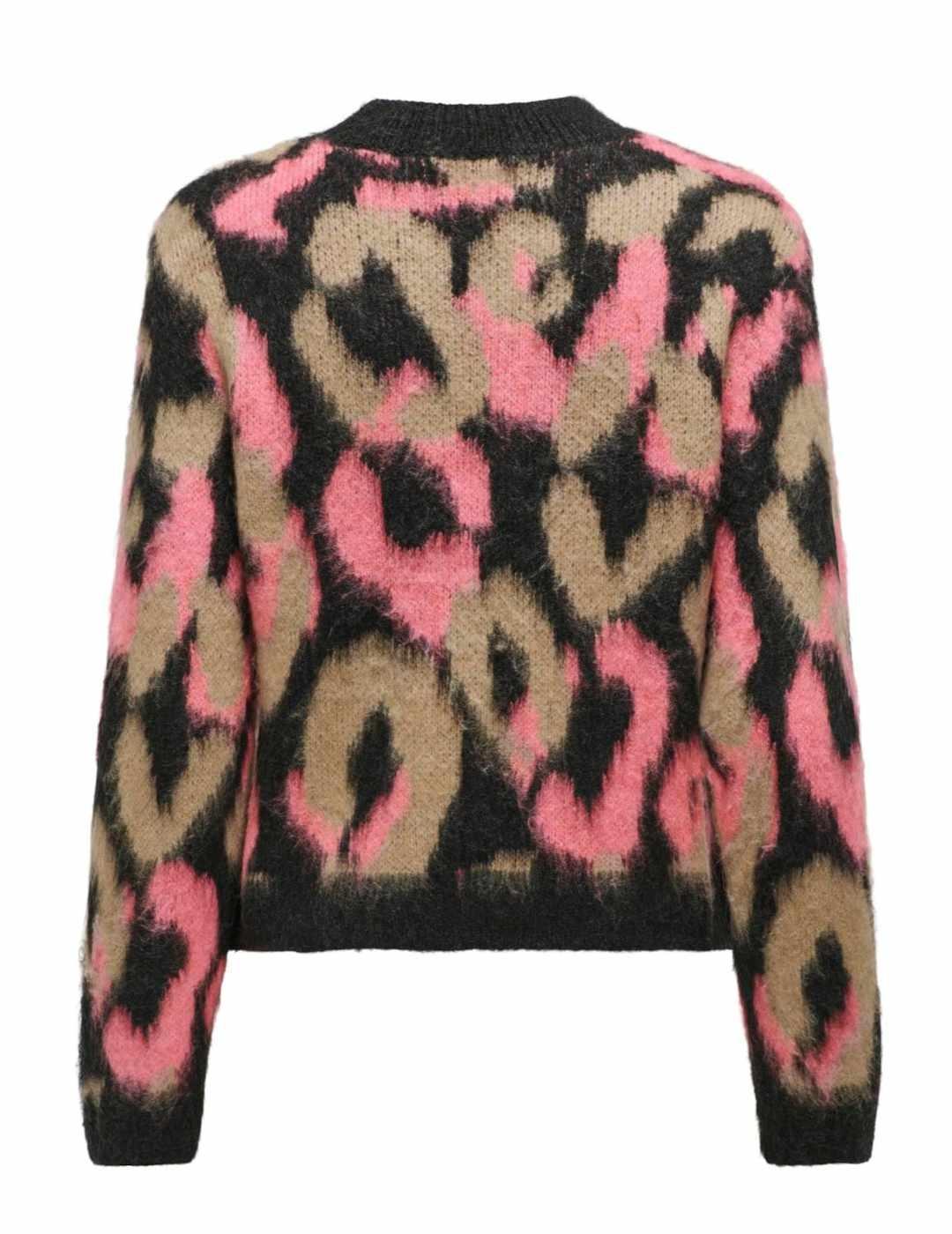 Jersey Only Wild leopardo rosa y negro de punto para mujer