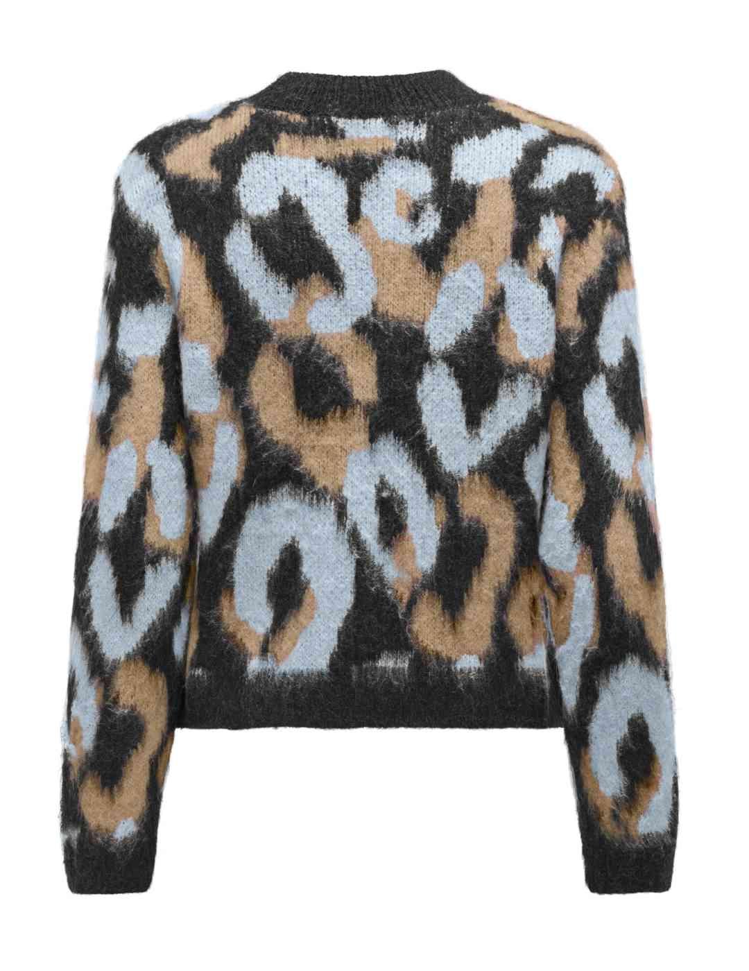 Jersey Only Wild leopardo gris y negro de punto para mujer