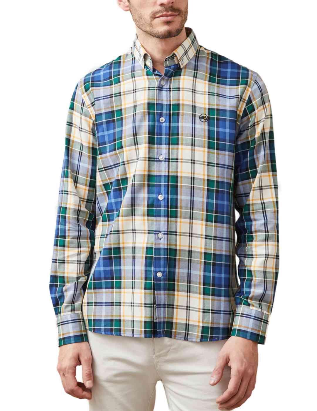 Camisa Altonadock verde y azul cuadros para hombre