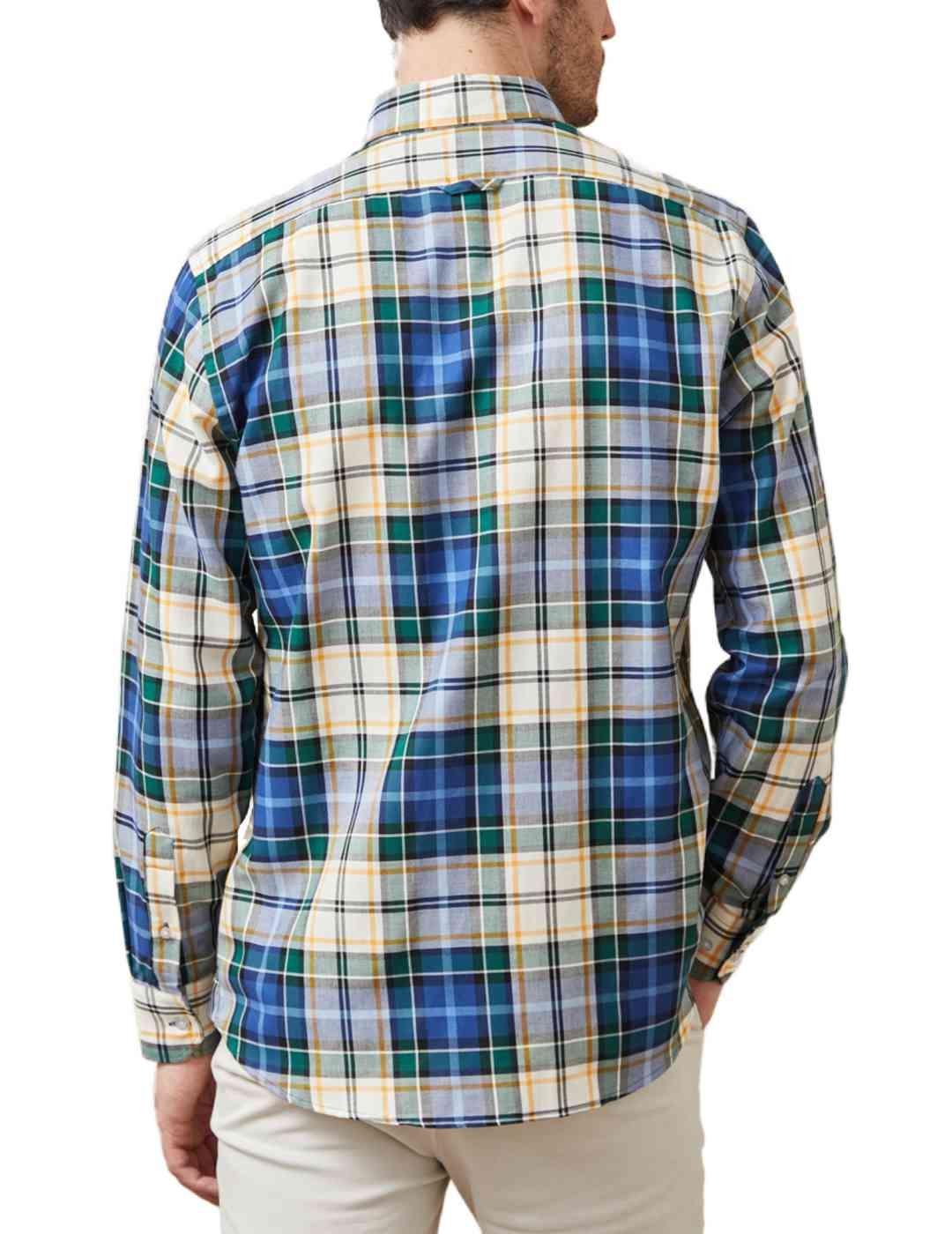 Camisa Altonadock verde y azul cuadros para hombre