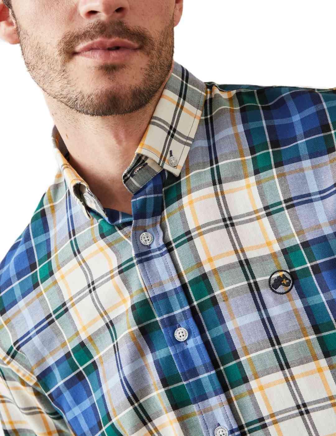 Camisa Altonadock verde y azul cuadros para hombre