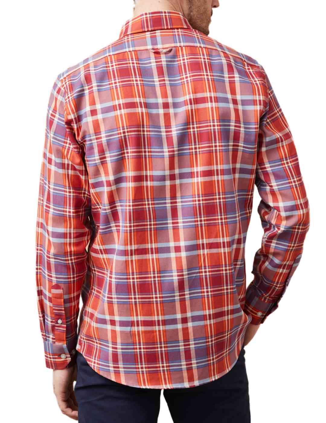 Camisa Altonadock roja y azul cuadros regular para hombre