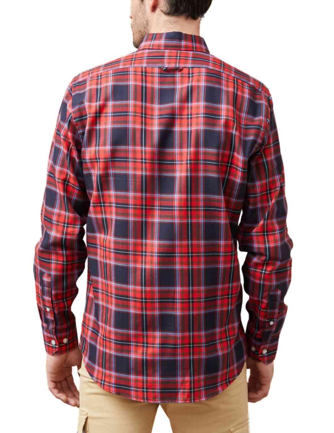 Camisa Altonadock granate y marino cuadros regular de hombre