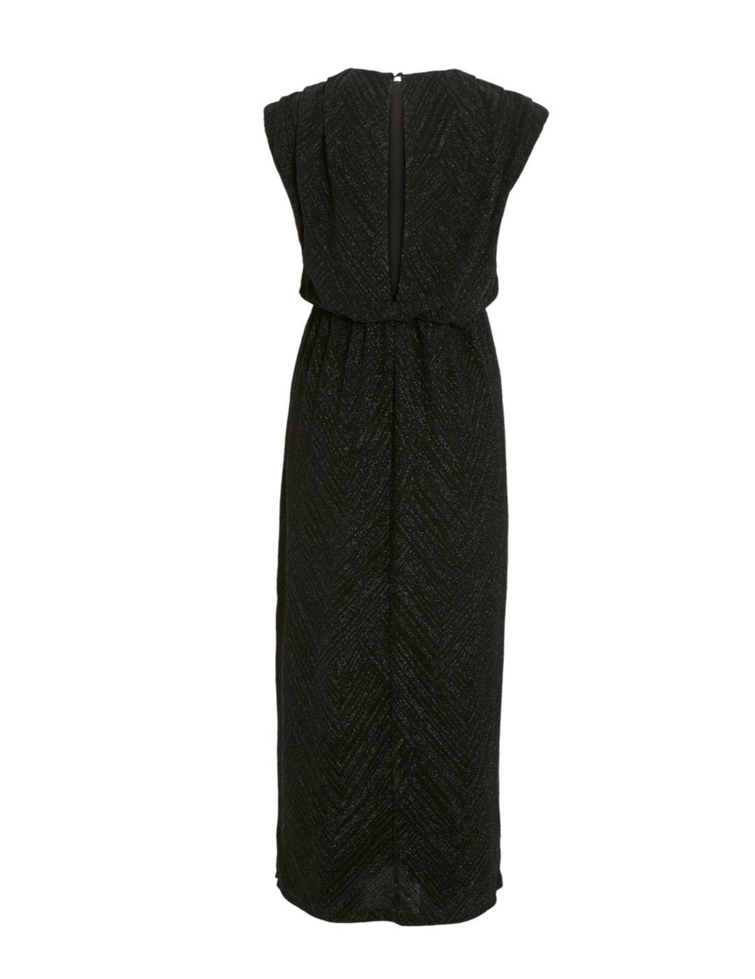 Vestido fiesta Vila Zoe largo negro brillos para mujer