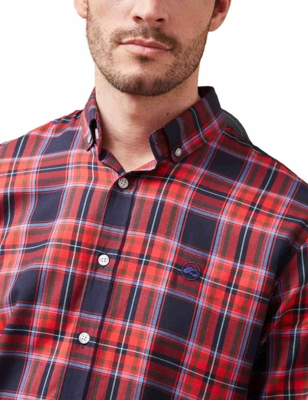 Camisa Altonadock granate y marino cuadros regular de hombre