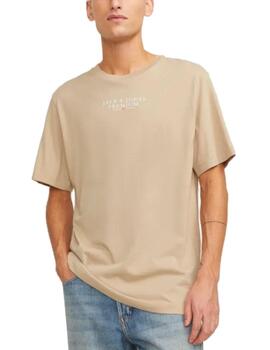 Camiseta Jack&Jones Bluarchie beige manga corta de hombre