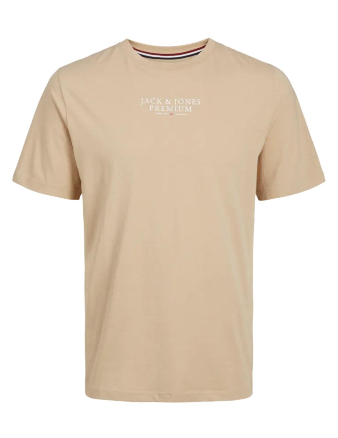 Camiseta Jack&Jones Bluarchie beige manga corta de hombre