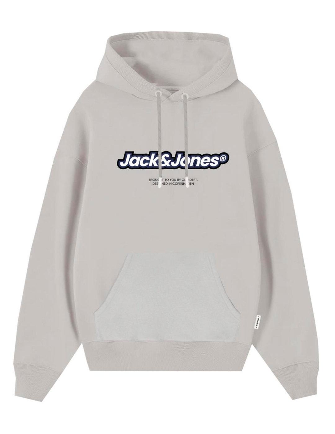 Sudadera Jack&Jones Esterbro beige con capucha para hombre