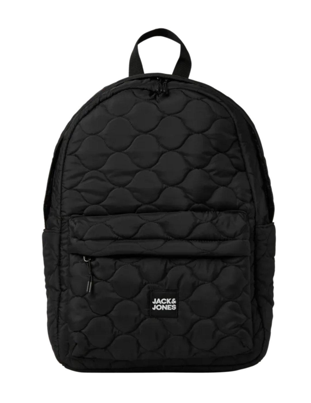 Mochila mediana Jack&Jones negra guateada para hombre