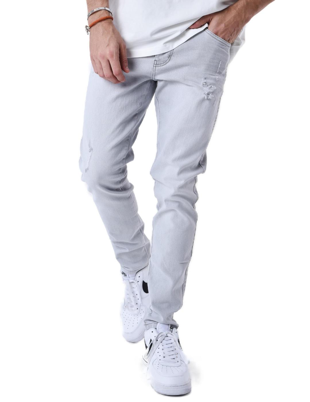 Pantalón vaquero Project X Paris rotos gris slim para hombre