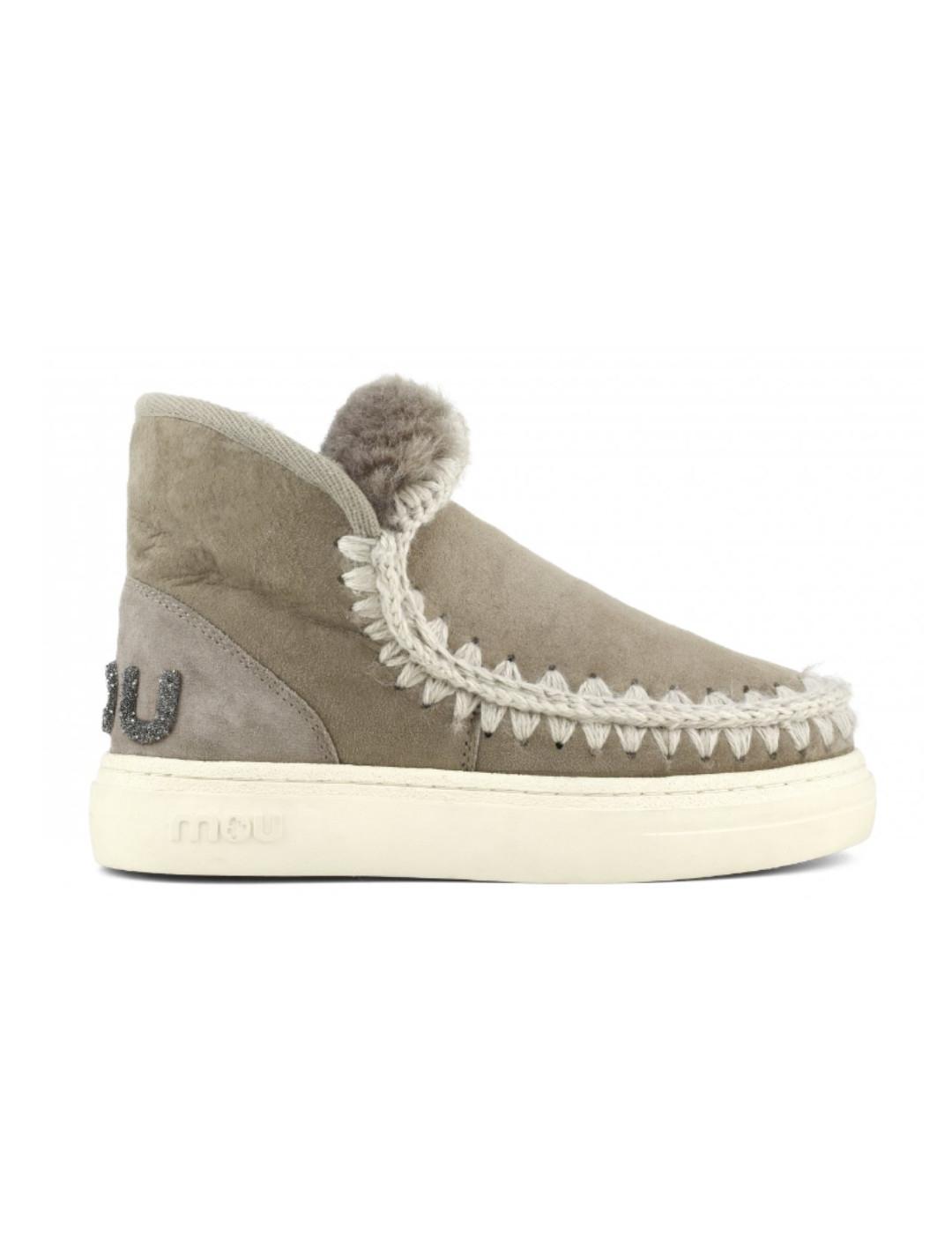 Botines Mou Eskimo sneak beige borreguillo para mujer