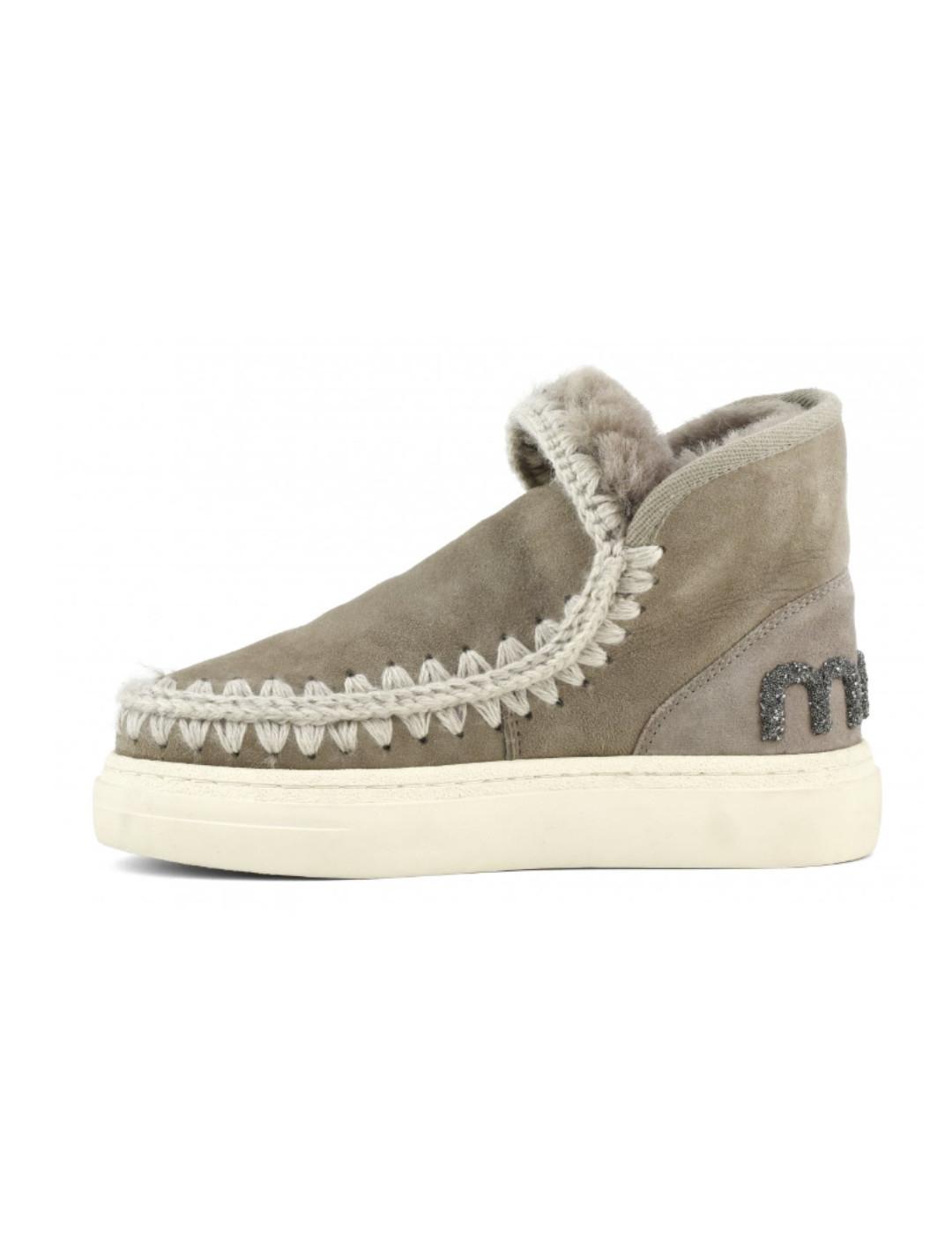 Botines Mou Eskimo sneak beige borreguillo para mujer