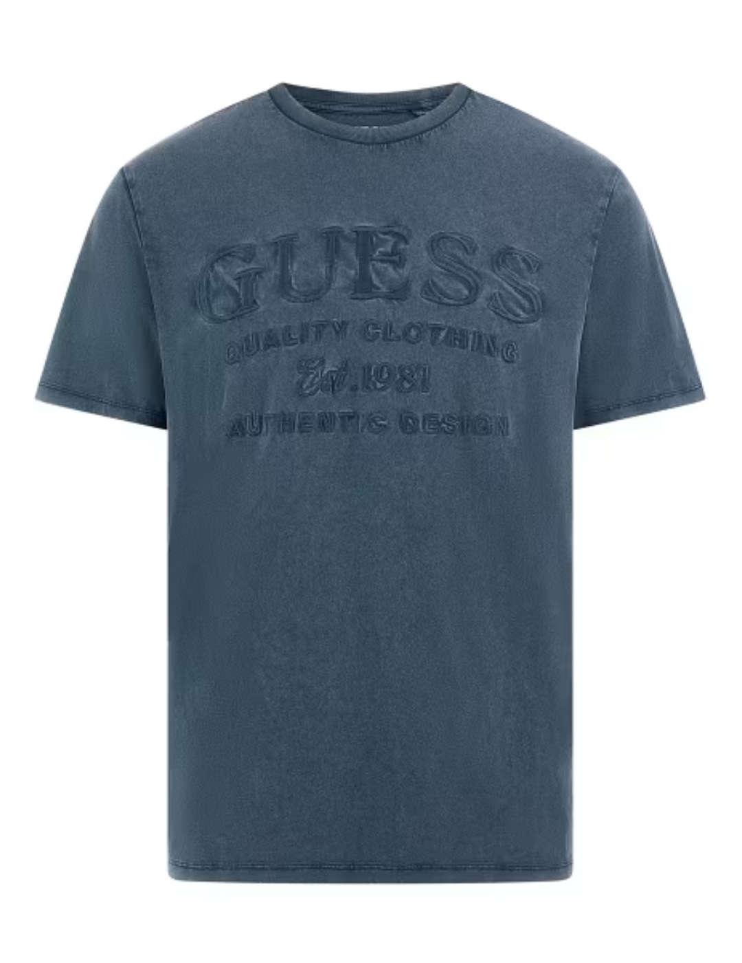 Camiseta Guess Embroider azul marino manga corta para hombre