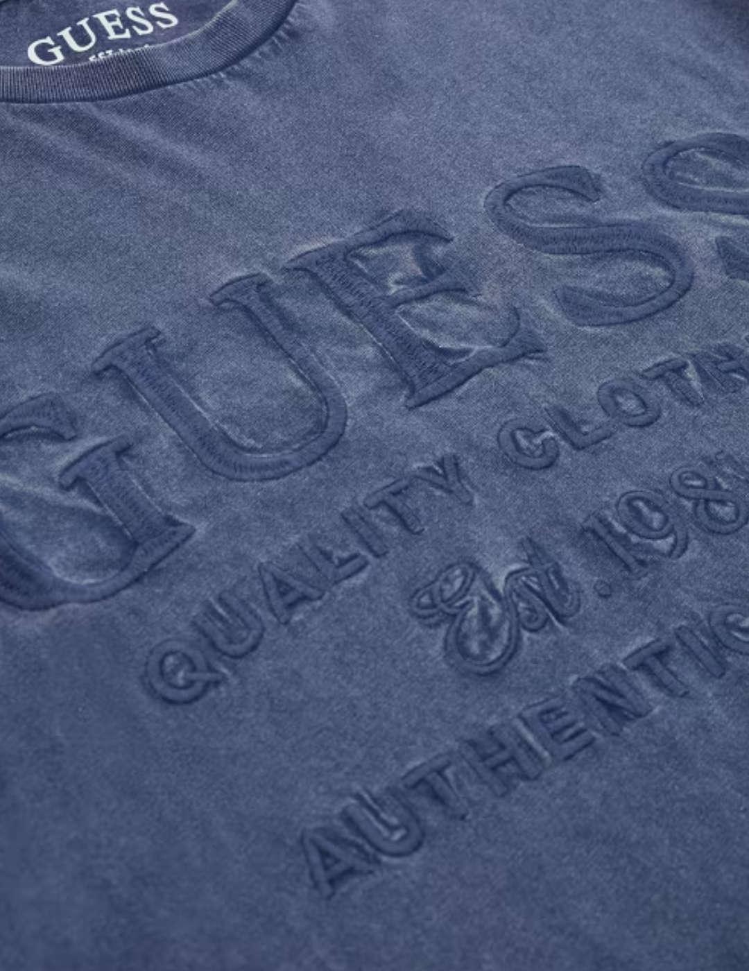 Camiseta Guess Embroider azul marino manga corta para hombre