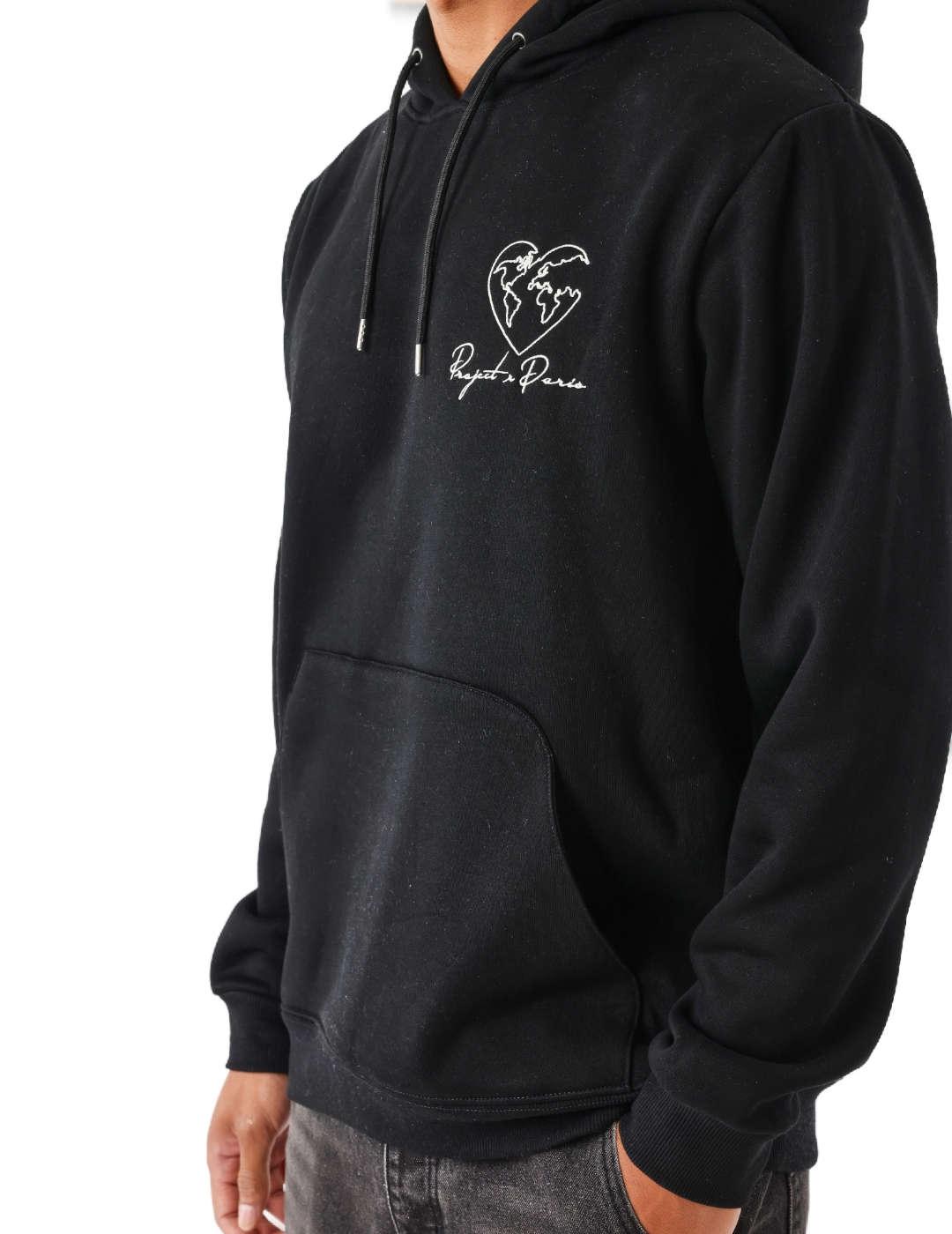 Sudadera Project X Paris capucha negra estampada para hombre