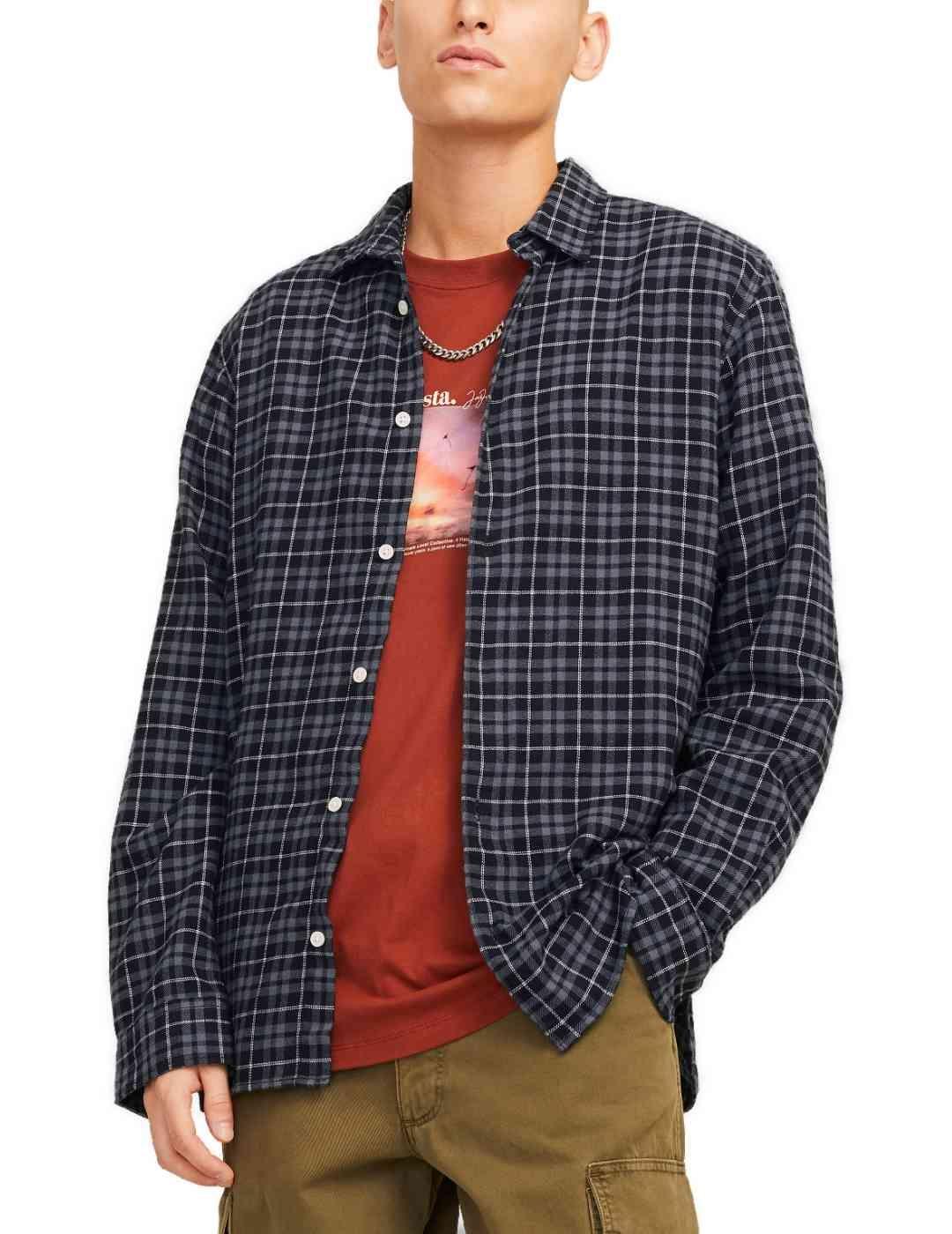 Camisa Jack&Jones Joshua cuadros negros regular para hombre