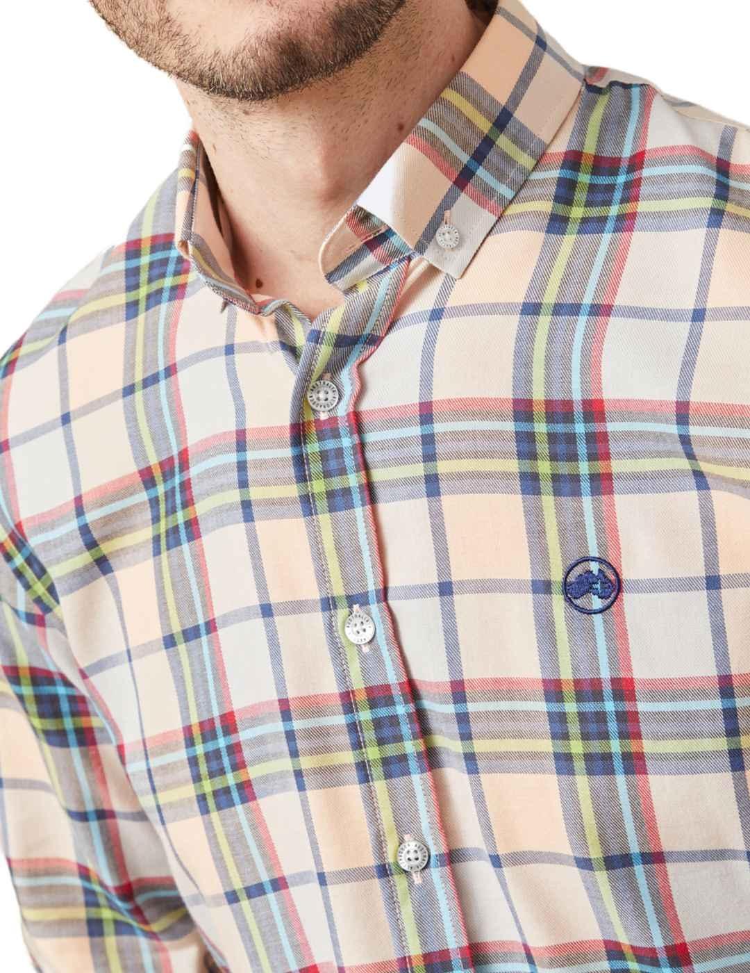 Camisa Altonadock salmón cuadros regular para hombre