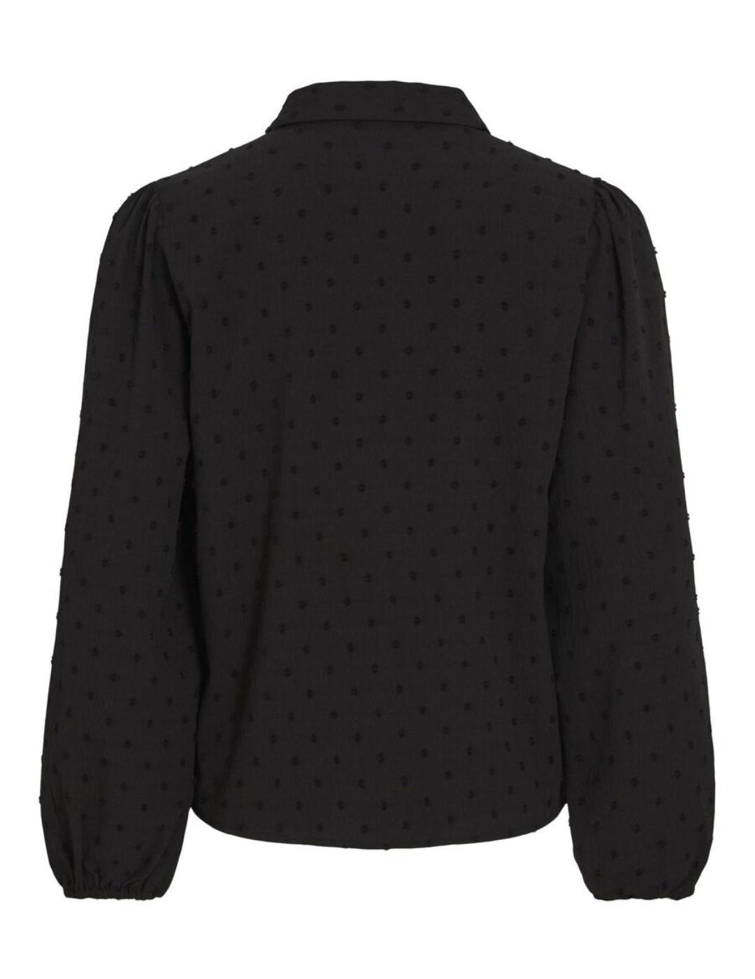 Blusa Vila Brietta negro manga larga regular para mujer