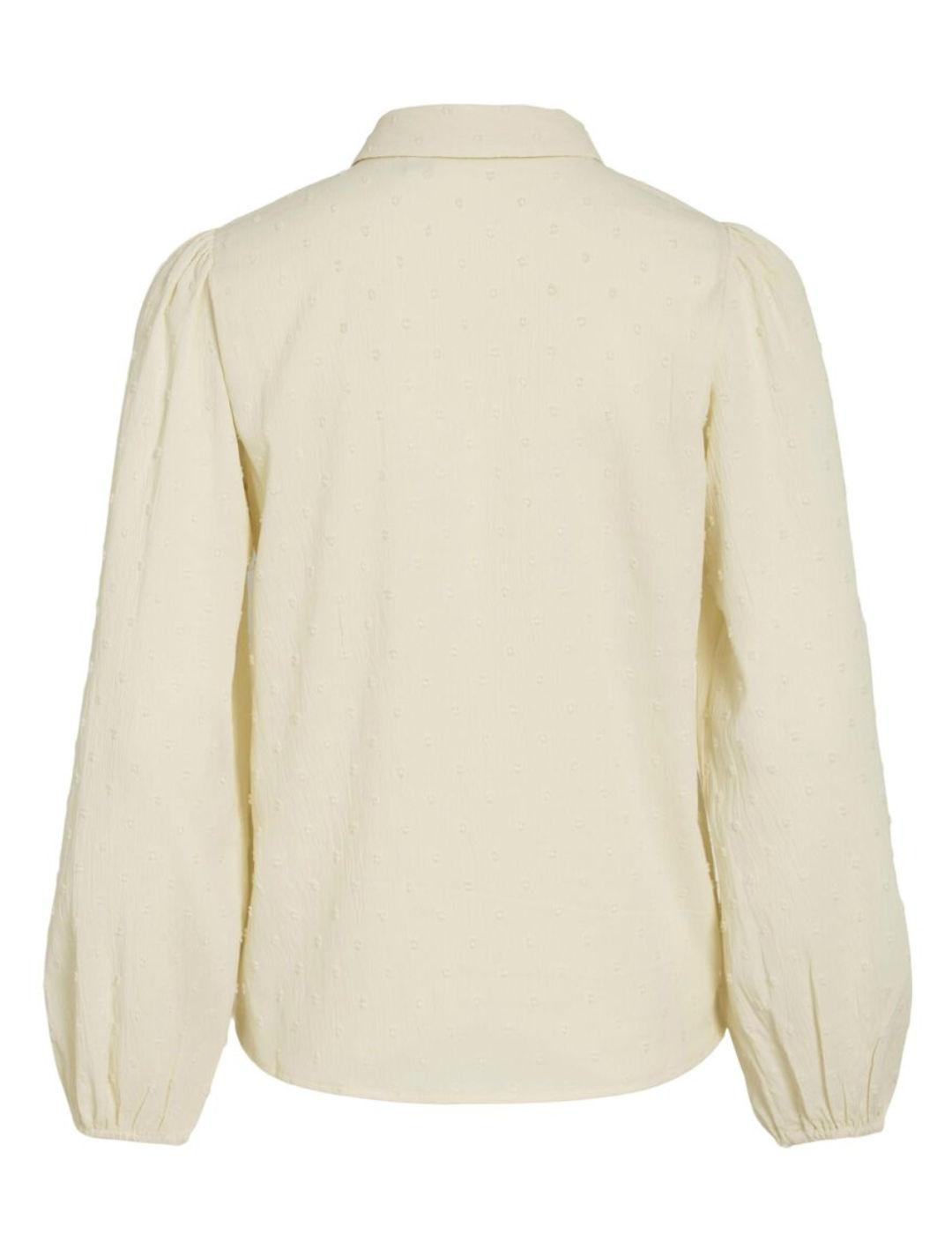 Blusa Vila Brietta beige manga larga regular para mujer