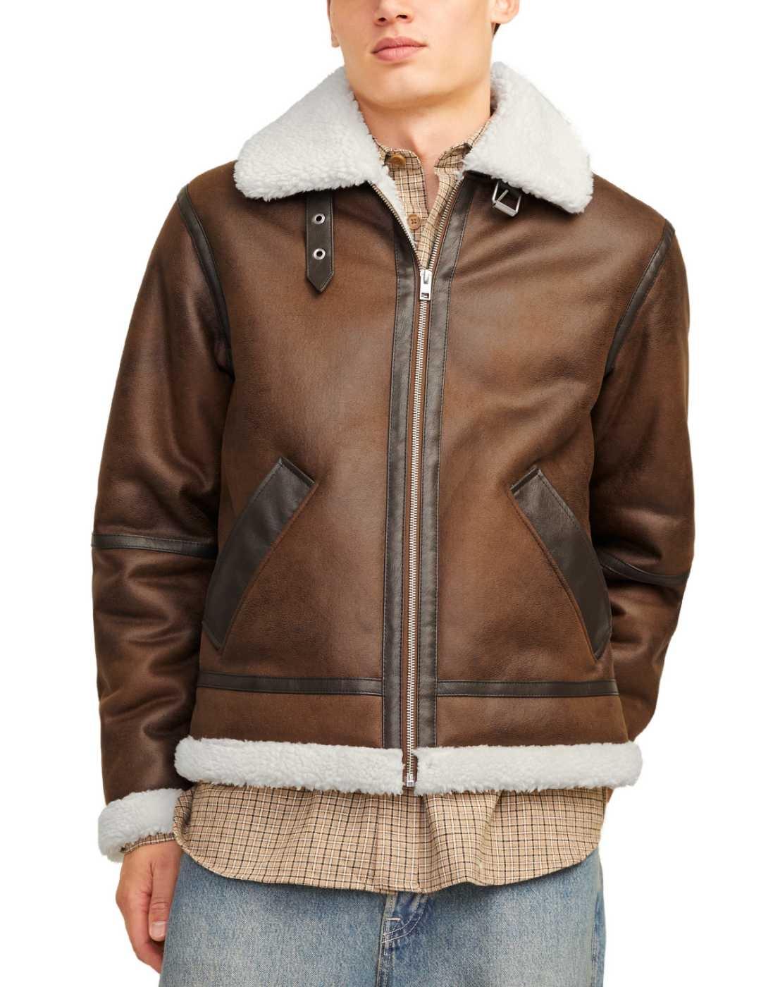 Chaqueta aviador Jack&Jones Cole marrón borrego para hombre