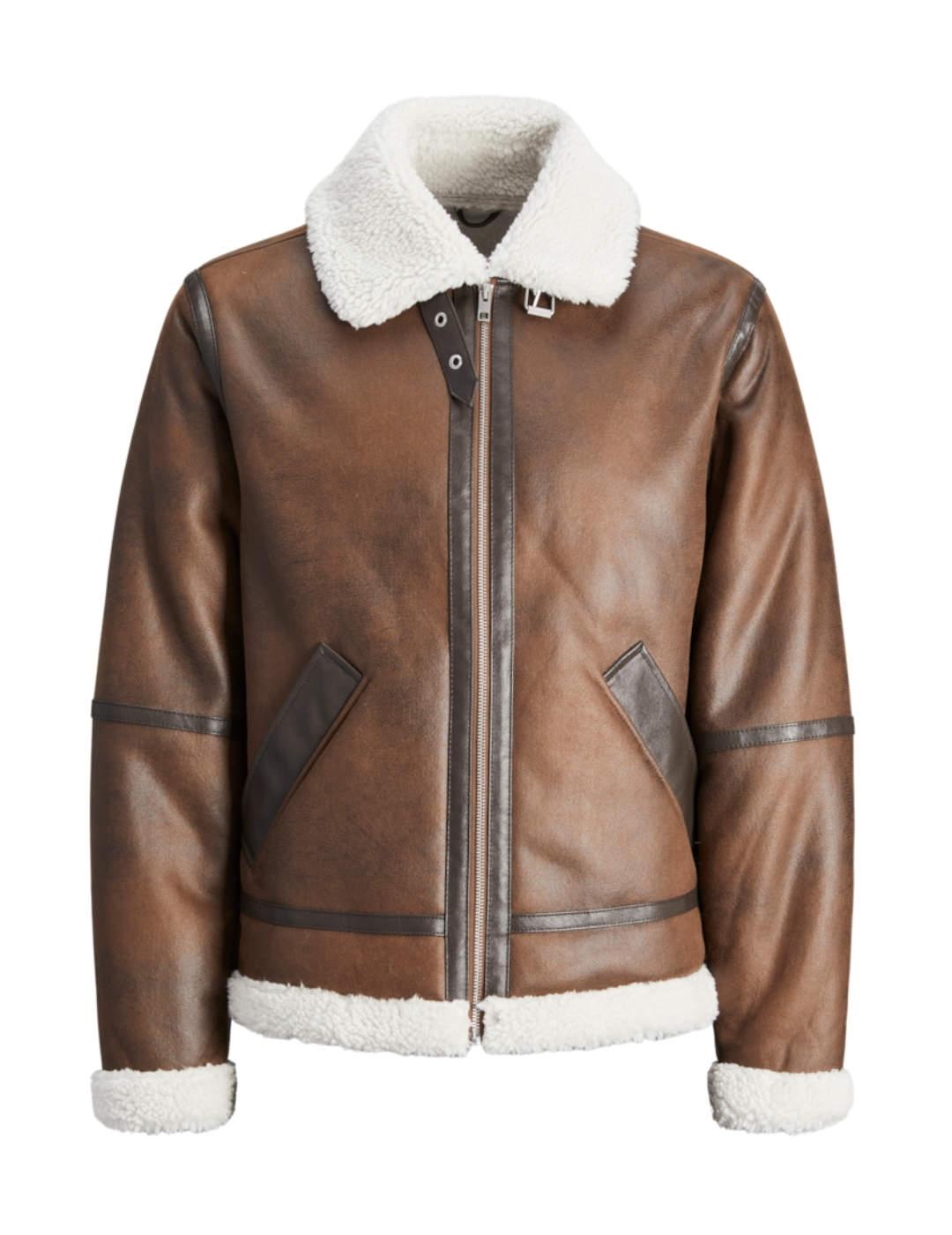 Chaqueta aviador Jack&Jones Cole marrón borrego para hombre