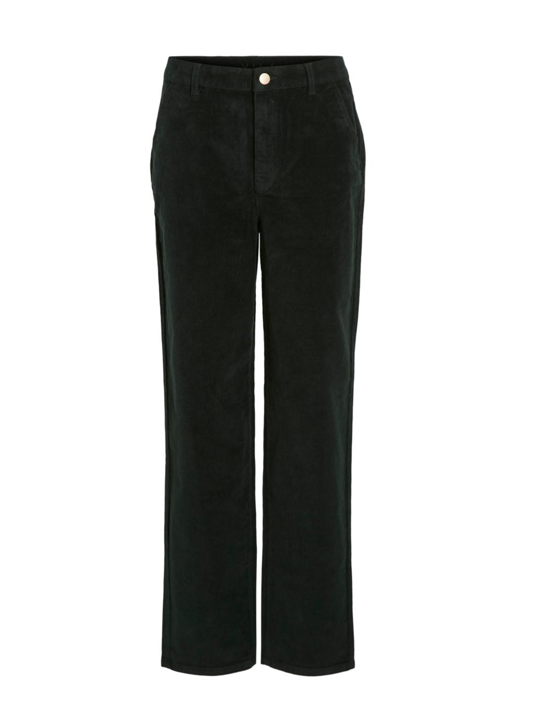 Pantalón Vila Frost pana verde oscuro straight para mujer