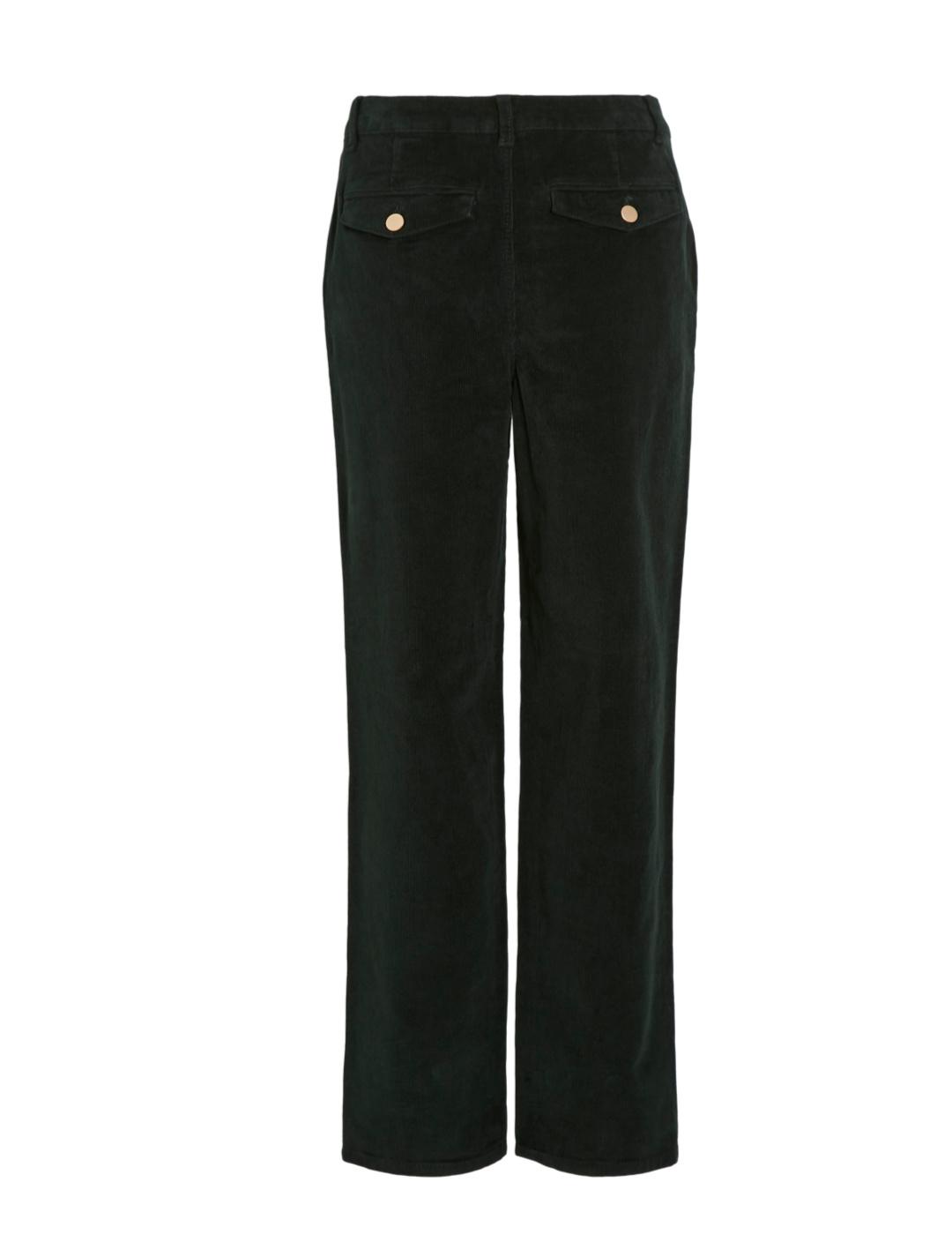 Pantalón Vila Frost pana verde oscuro straight para mujer