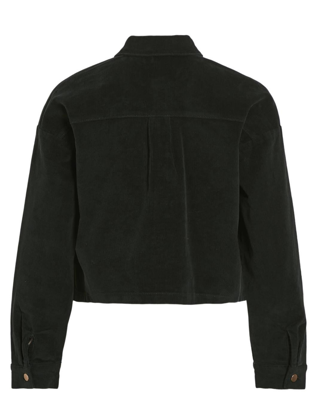 Chaqueta Vila Frost pana verde oscuro cropped para mujer