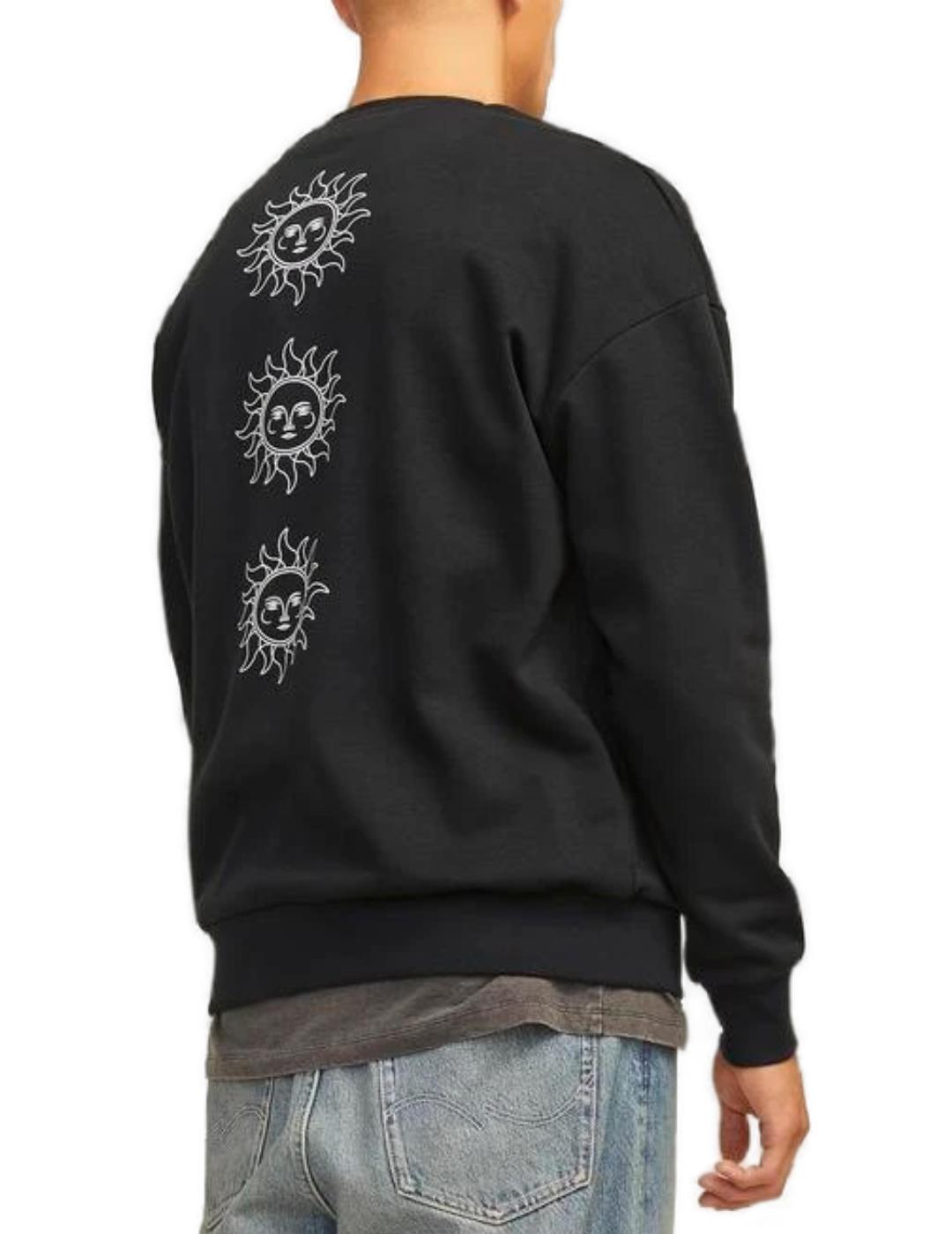 Sudadera Jack&Jones Mystic negra sin capucha para hombre