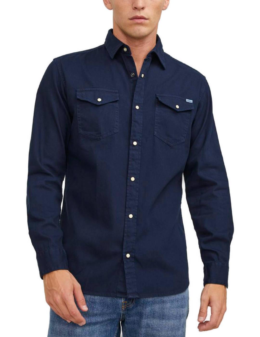 Camisa Jack&Jones Sheridan azul marino comfort para hombre