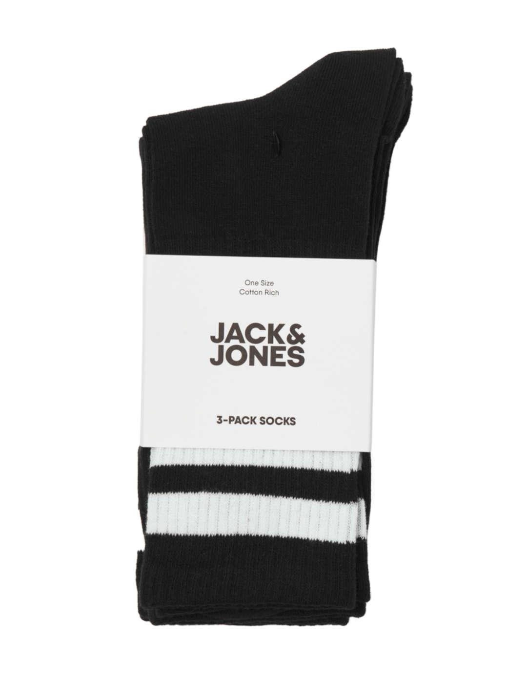 Pack3 calcetines altos Jack&Jones negros y blancos de hombre