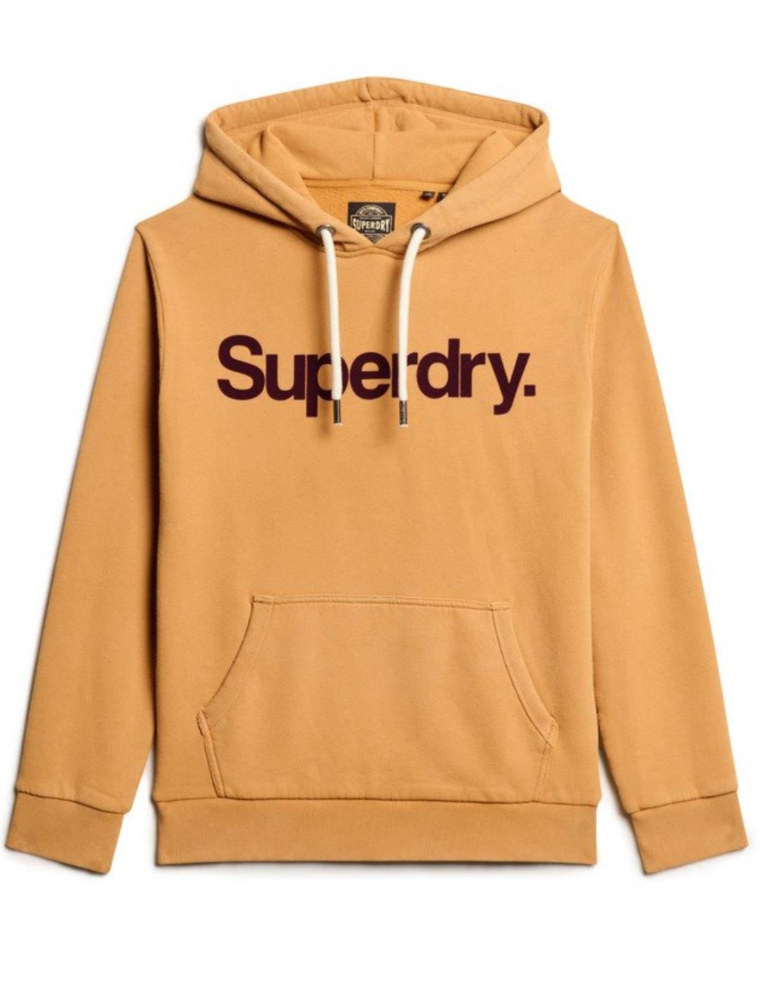 Sudadera Superdry Core mostaza son capucha para hombre