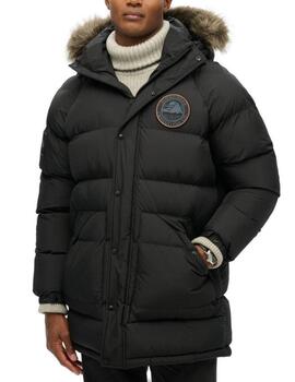 Plumas Superdry Everest negro guateado capucha para hombre