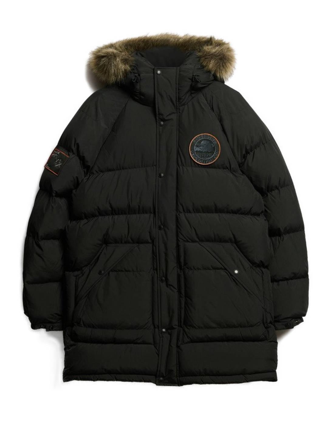 Plumas Superdry Everest negro guateado capucha para hombre