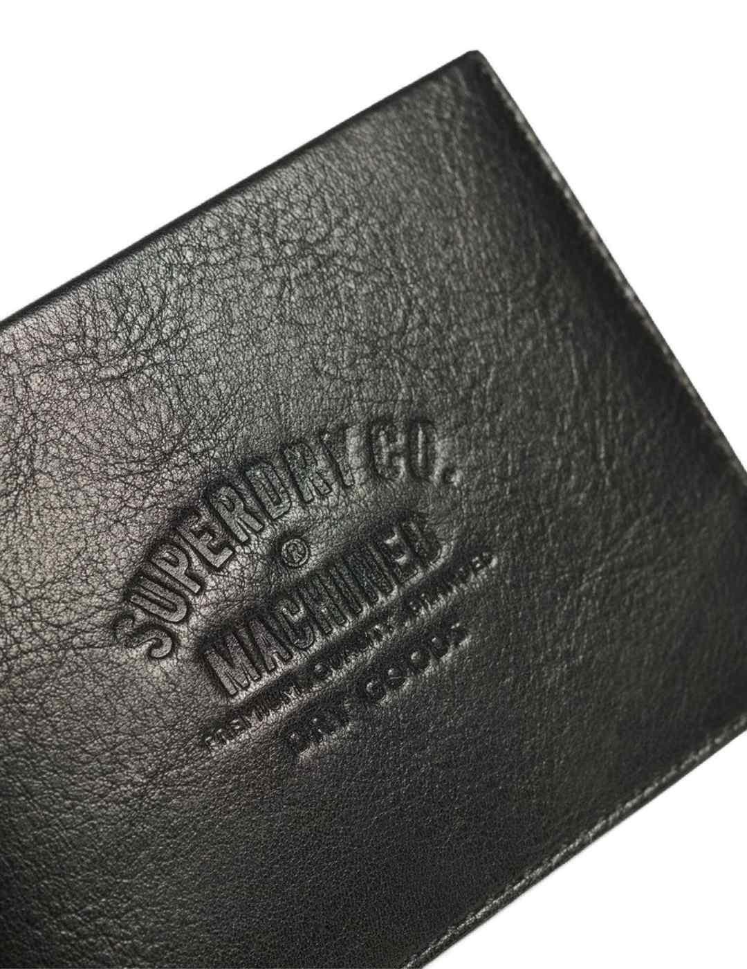 Cartera Superdry piel negro logotipo estampado para hombre