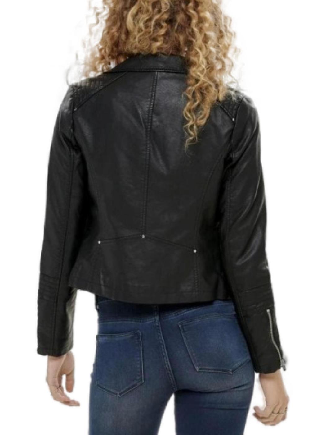 Cazadora Only Gemma negra tipo biker para mujer