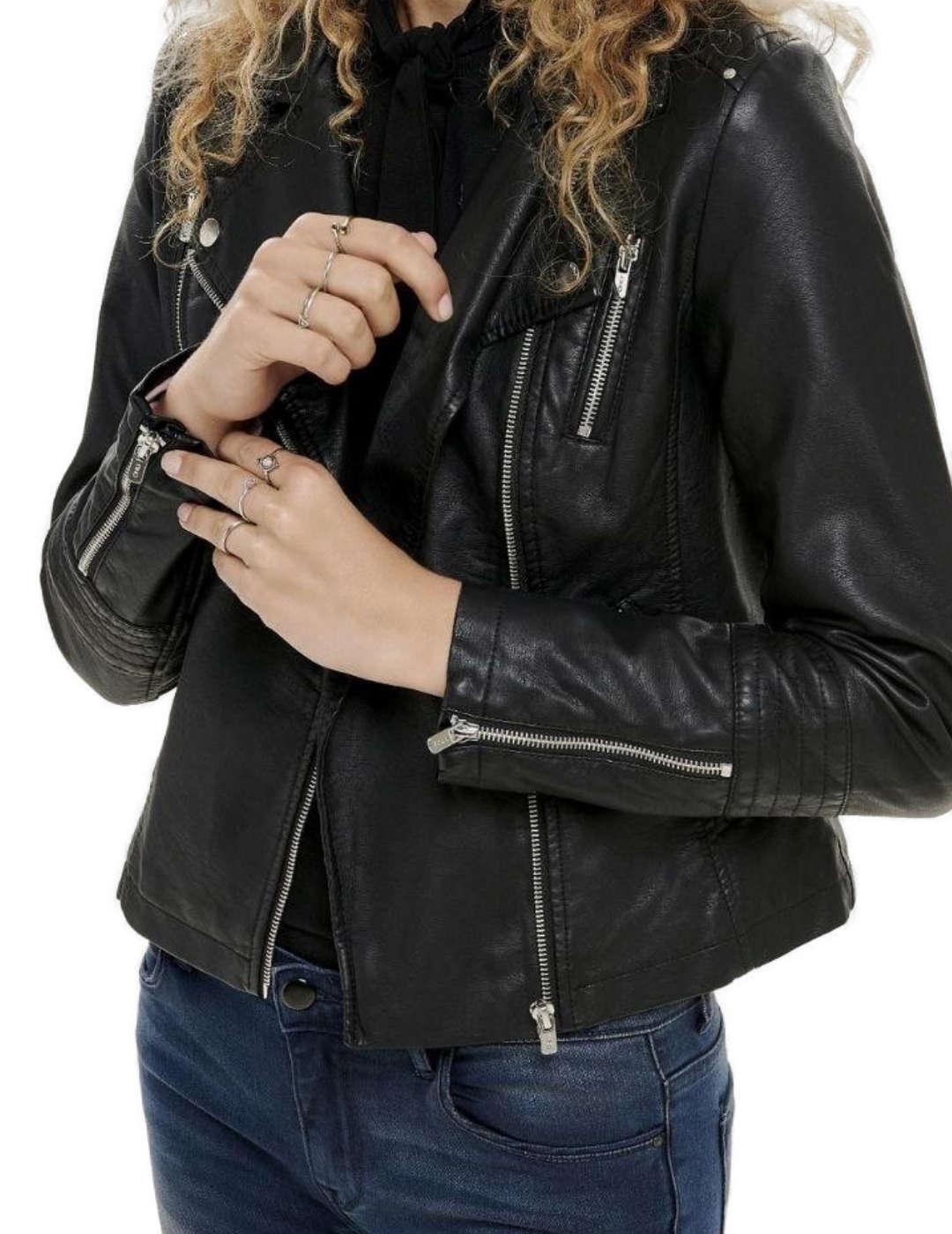 Cazadora Only Gemma negra tipo biker para mujer