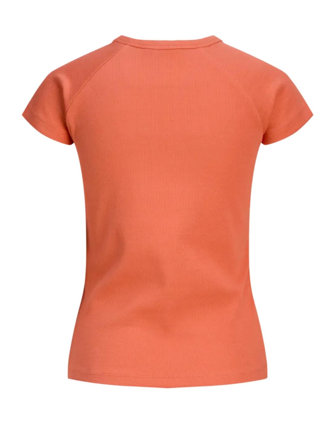 Camiseta JJXX Friend color melocotón manga corta para mujer