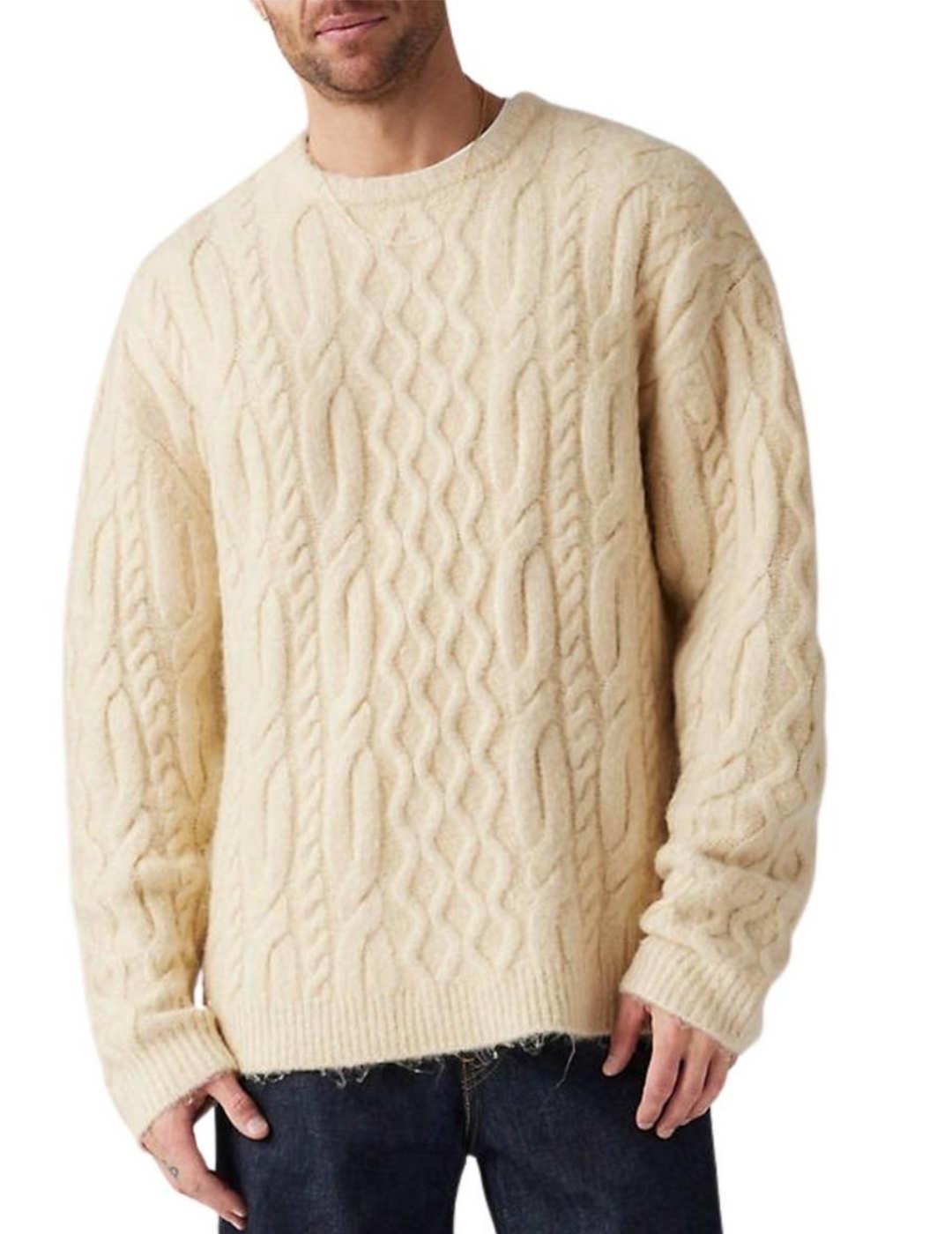 Jersey Levi´s beige trenzado de lana para hombre