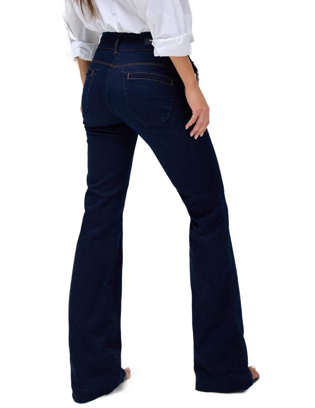 Pantalón chino Salsa Push in flare azul oscuro para mujer