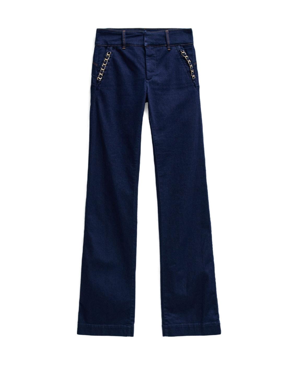 Pantalón chino Salsa Push in flare azul oscuro para mujer