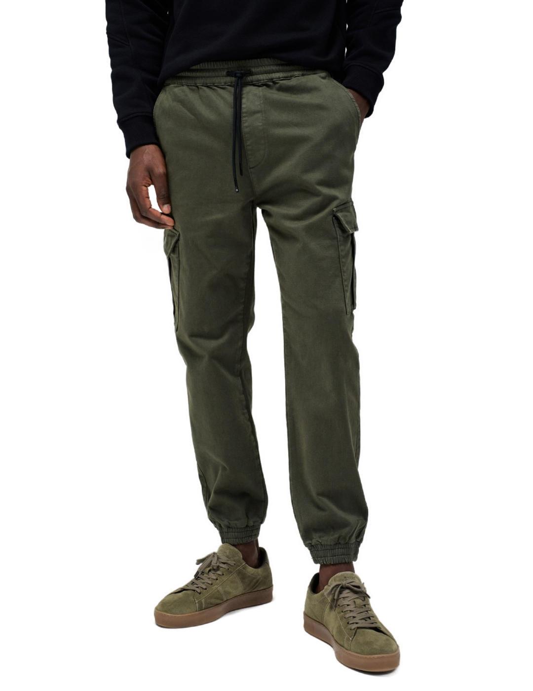 Pantalón Salsa Gargo jogger verde cargo slim para hombre