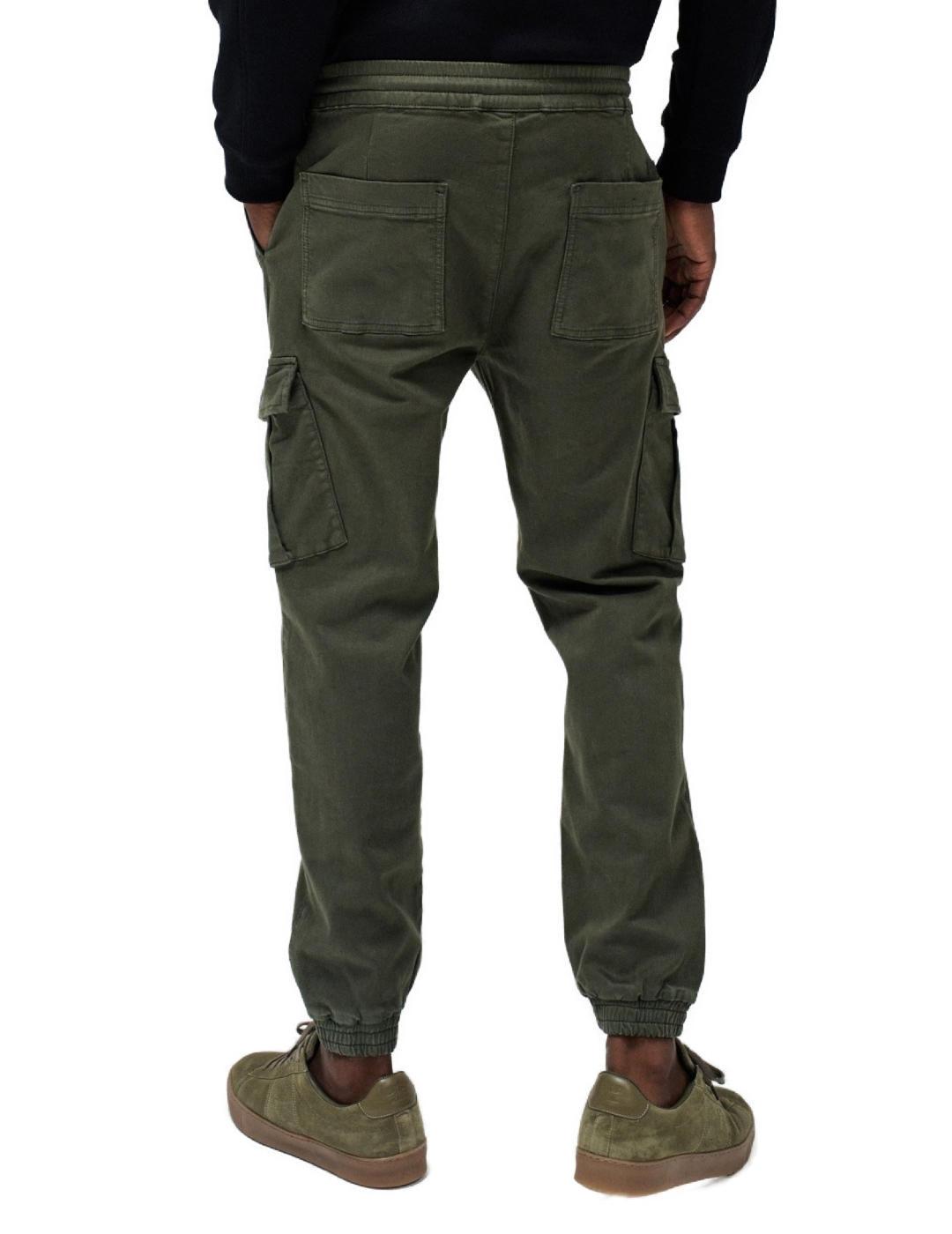 Pantalón Salsa Gargo jogger verde cargo slim para hombre