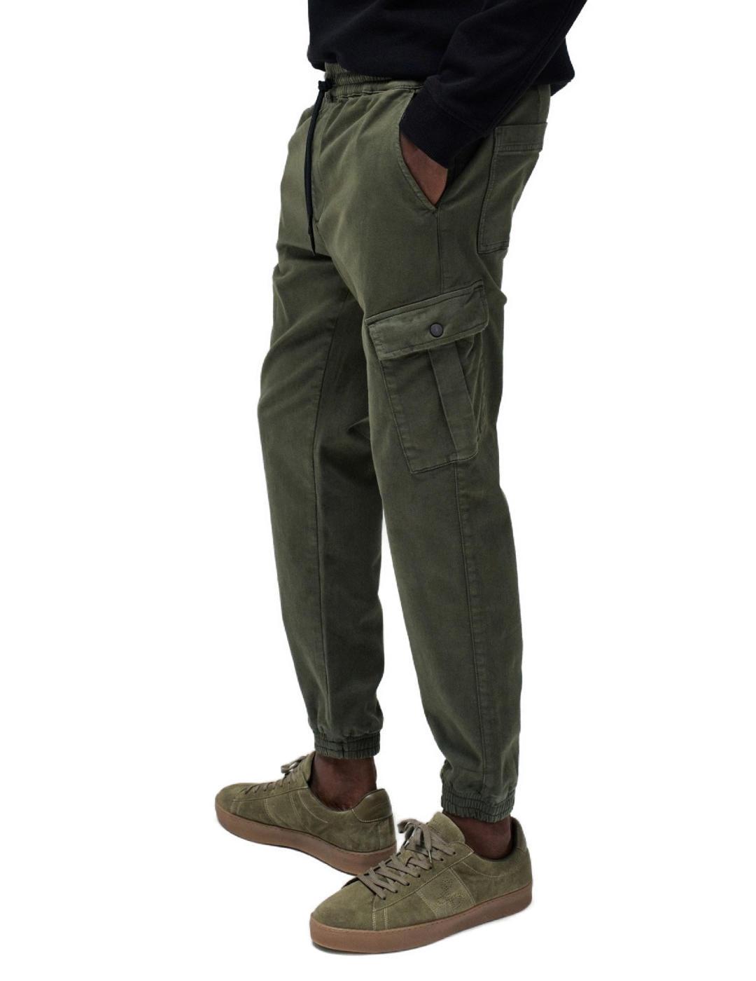 Pantalón Salsa Gargo jogger verde cargo slim para hombre