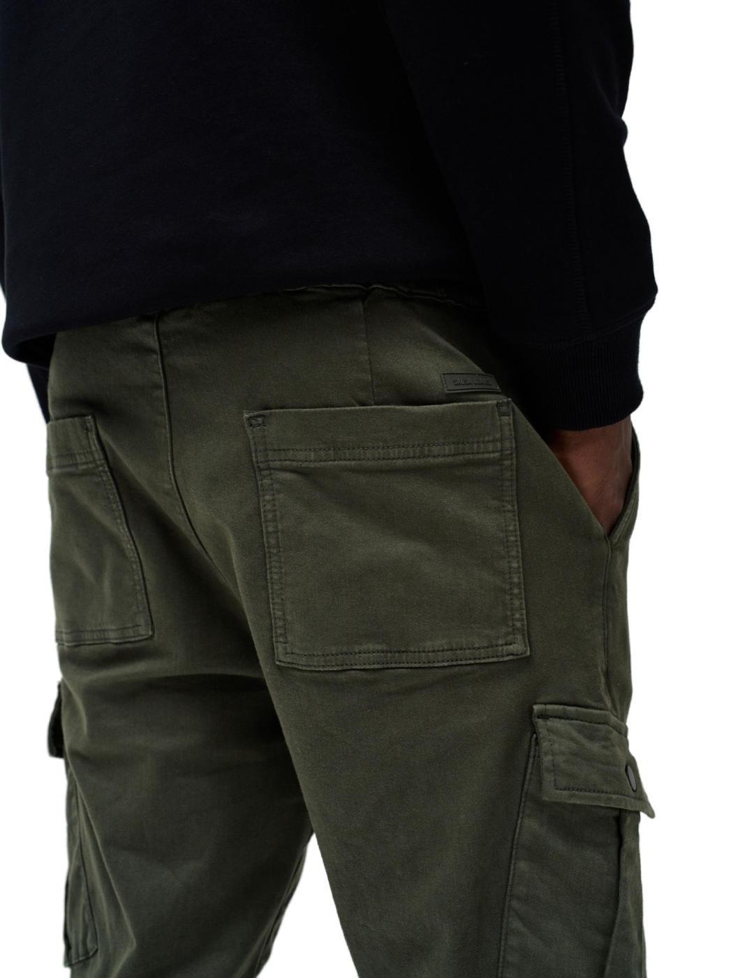 Pantalón Salsa Gargo jogger verde cargo slim para hombre