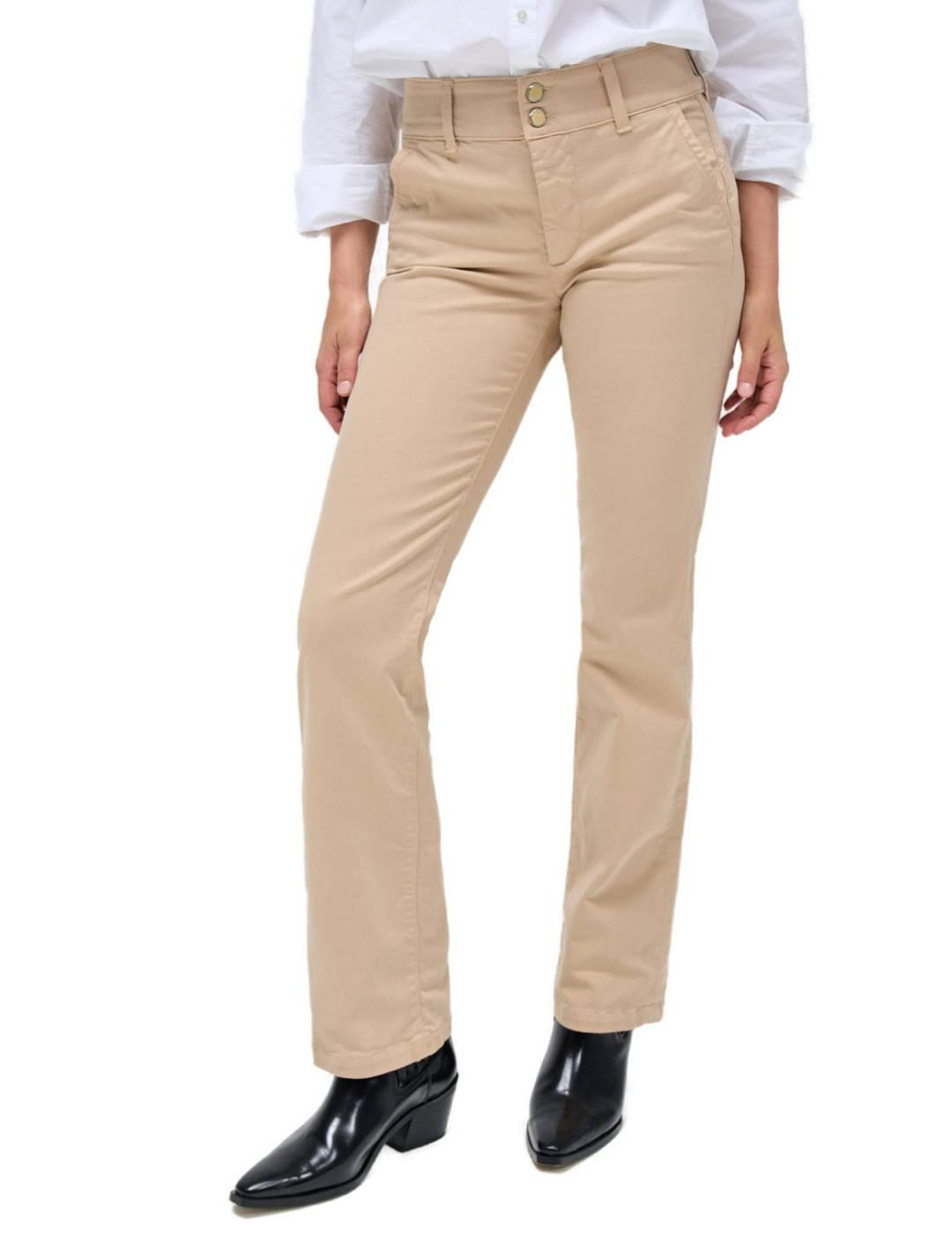 Pantalón chino Salsa beige push in straight para mujer